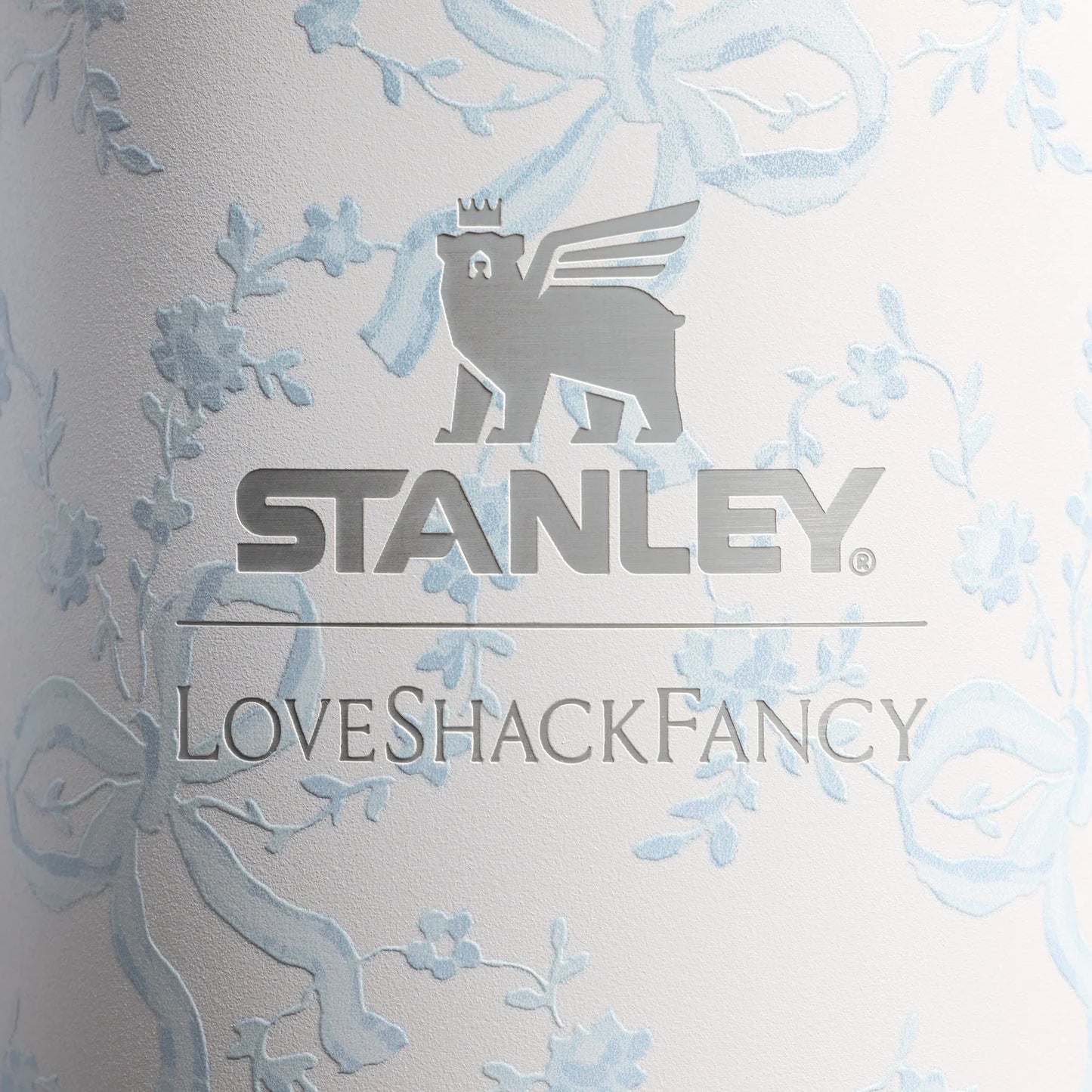Stanley x LoveShackFancy Holiday Quencher® H2.0 FlowState™ Tumbler | 40 OZ - Coquette Bow Winter Ice