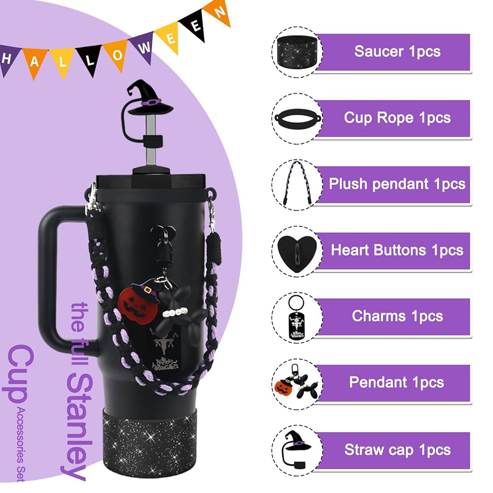 BELSITA Halloween Stanley Cup Accessories Set