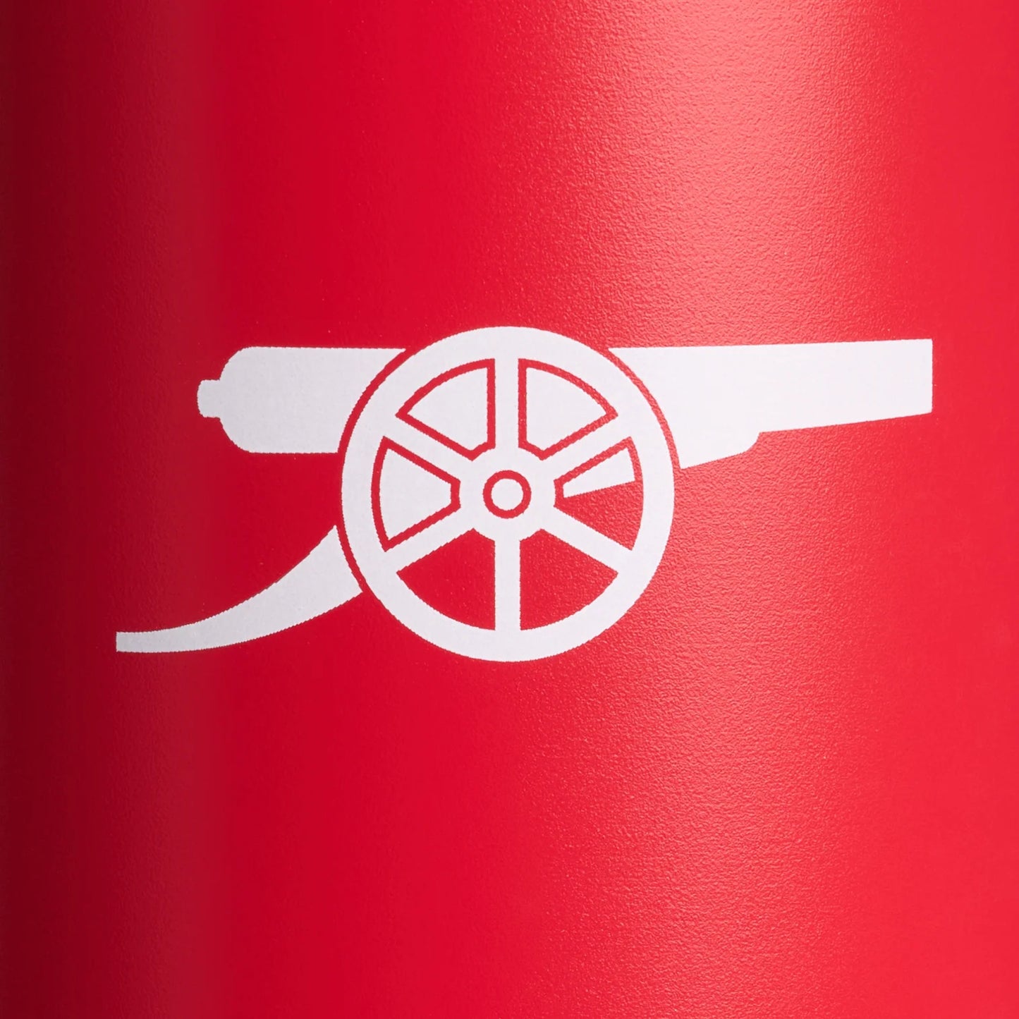 Lid detail of the Stanley Quencher ProTour Flip Straw Tumbler in Arsenal Red, showing the flip straw mechanism and the white Stanley logo beneath the white handle.