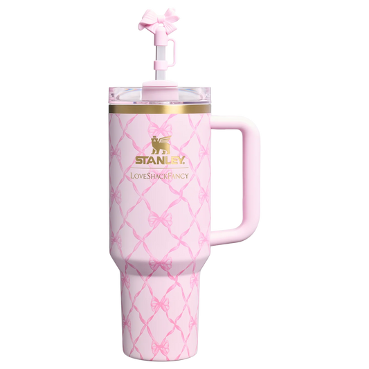 Stanley x LoveShackFancy Holiday Quencher® H2.0 FlowState™ Tumbler | 40 OZ - Baby Bow Pink Peppermint