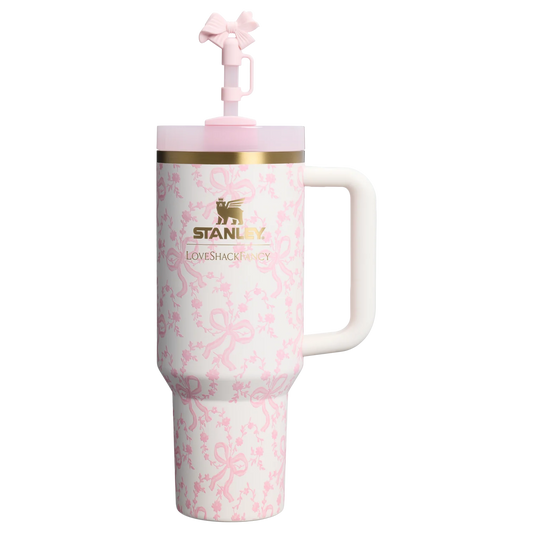 Stanley x LoveShackFancy Holiday Quencher® H2.0 FlowState™ Tumbler | 40 OZ - Coquette Bow Chantilly