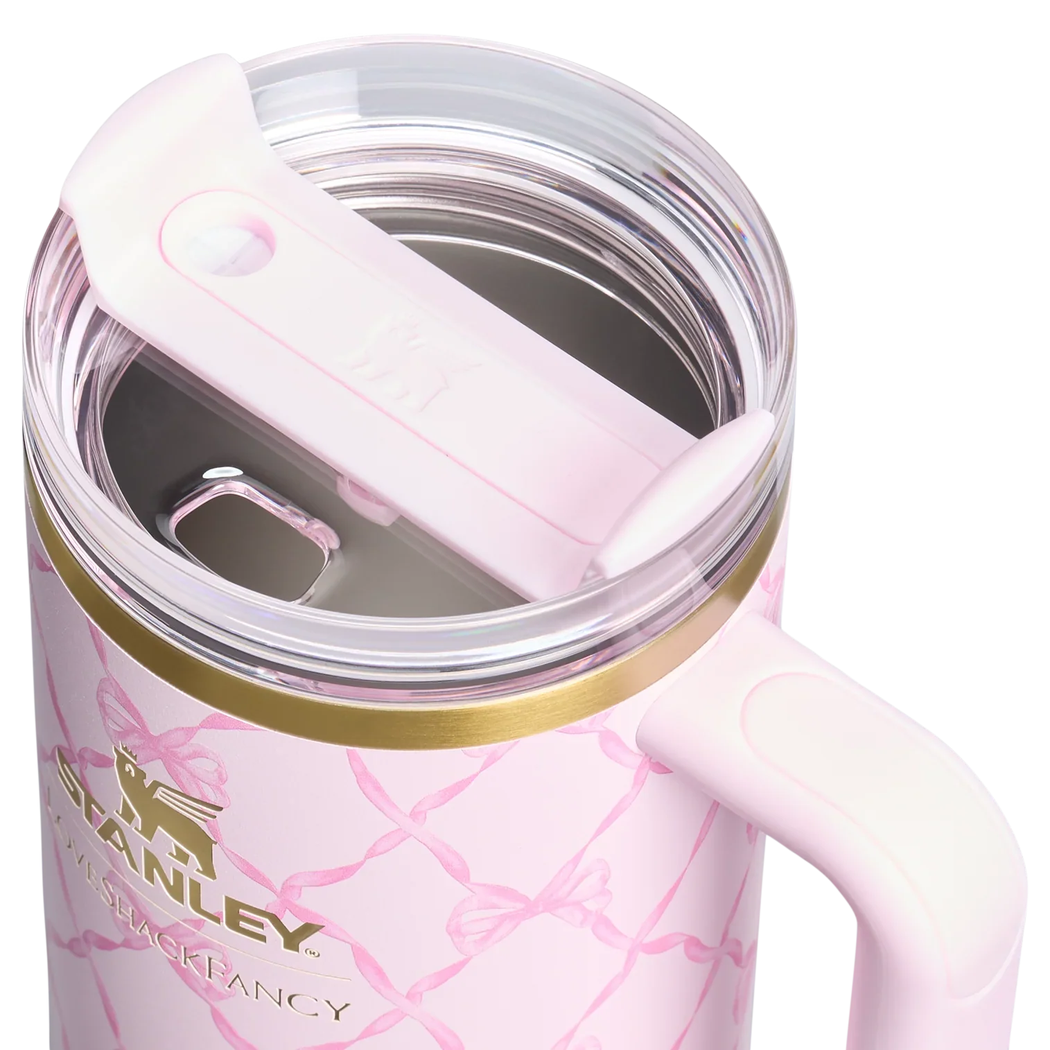 Stanley x LoveShackFancy Holiday Quencher® H2.0 FlowState™ Tumbler | 40 OZ - Baby Bow Pink Peppermint - Image 3